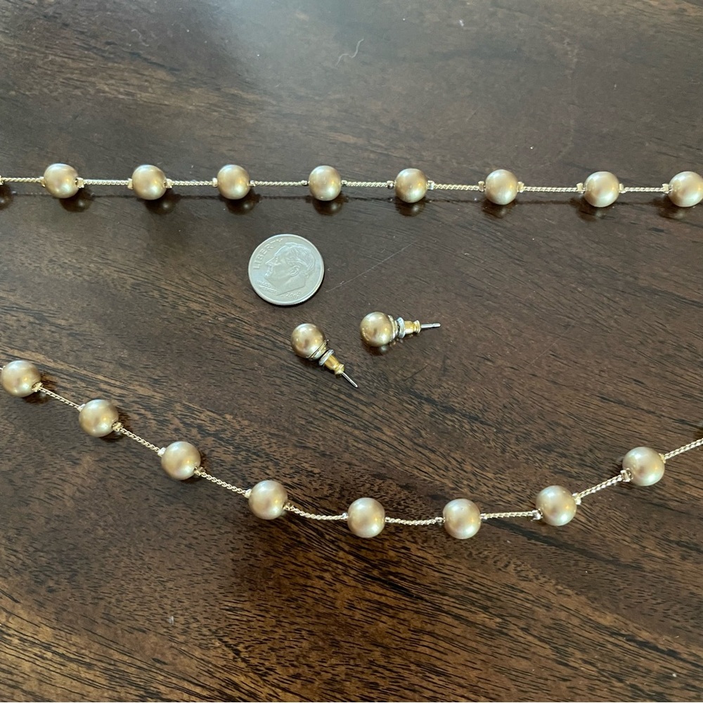 MONET PEARL DOUBLE STRAND NECKLACE W/MATCHING PEARL STUD EARRINGS - Picture 5 of 8